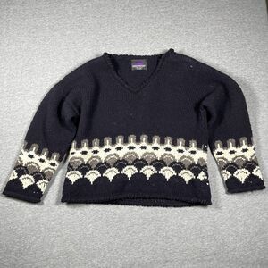 Purple Mountain Sweater Company Sweater Womens M Black Fair Isle Chunky-Knit